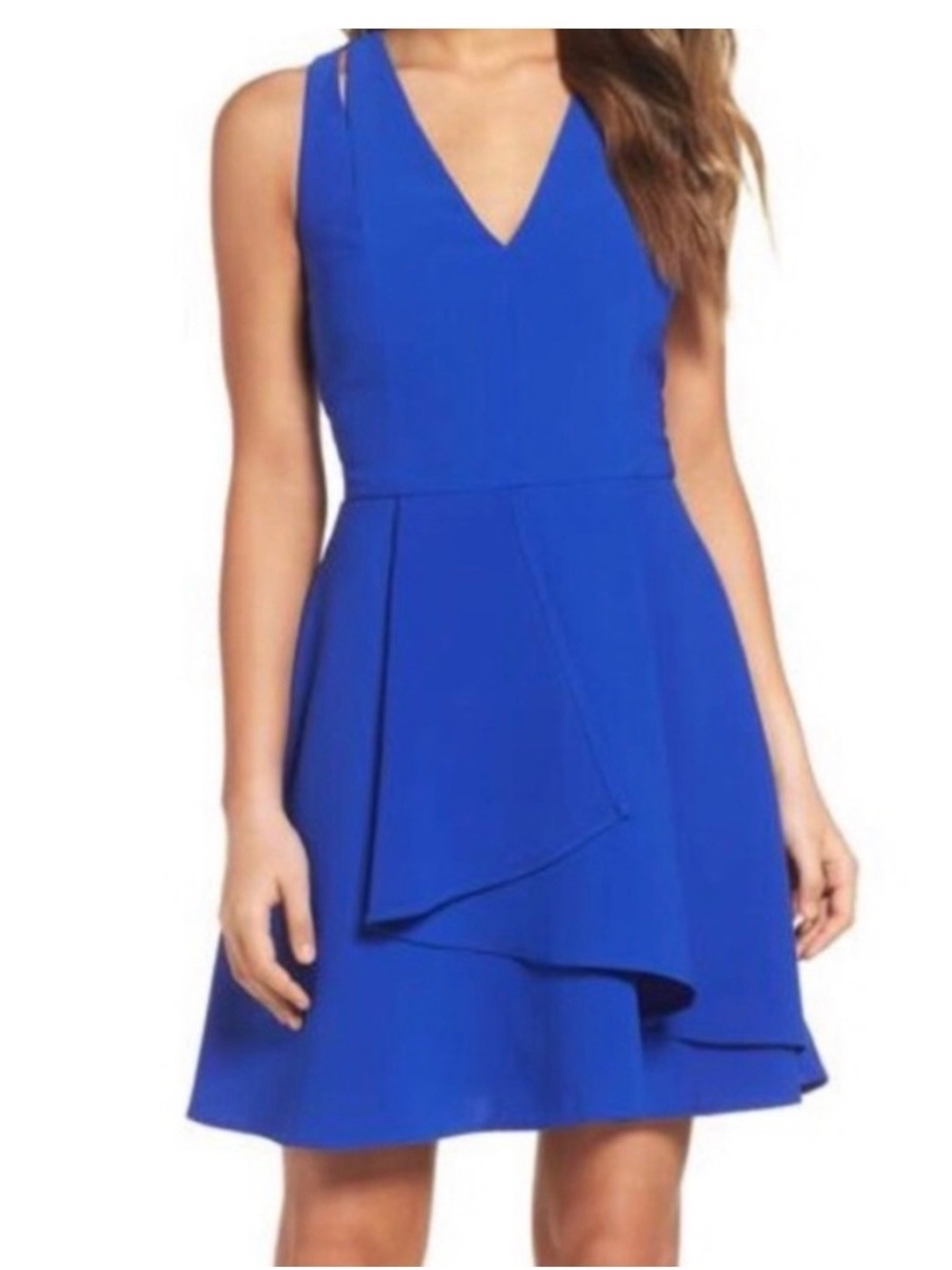 Adelyn Rae Royal Blue V-Neck A-Line Mini Dress